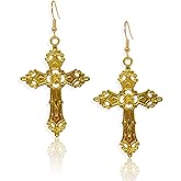 TIANHONGYAN Unique Baroque Cross Earrings Christ Dangle Earrings Vintage Bohemian Gothic Punk Dangle Drop Earrings for Women Girls Jewelry