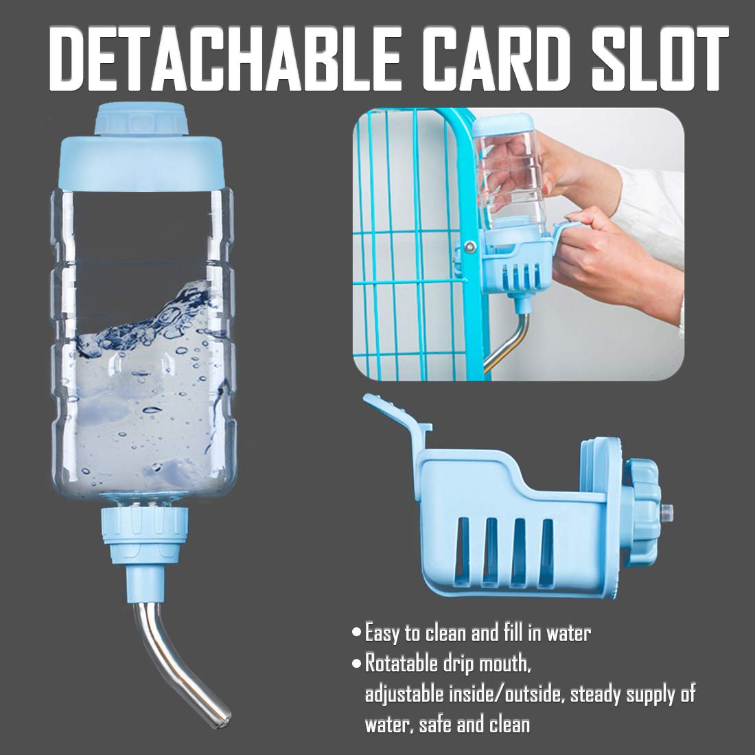 [2020 UPGRADE VERSION] Dog Water Dispenser for Cage 34 oz / 1000ml BPA Free Pet Auto Feeding Water Bottle Leakproof Dog Water Bottle for Dogs & Cats Nozzle Diameter: 12mm