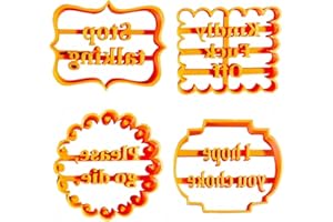 Adult Cookie Cutters 4PCS Set, Funny Dough Stamps, Naughty Rude Sayings, Offensive Inappropriate Vulgar Fuck Off Fondant Stam