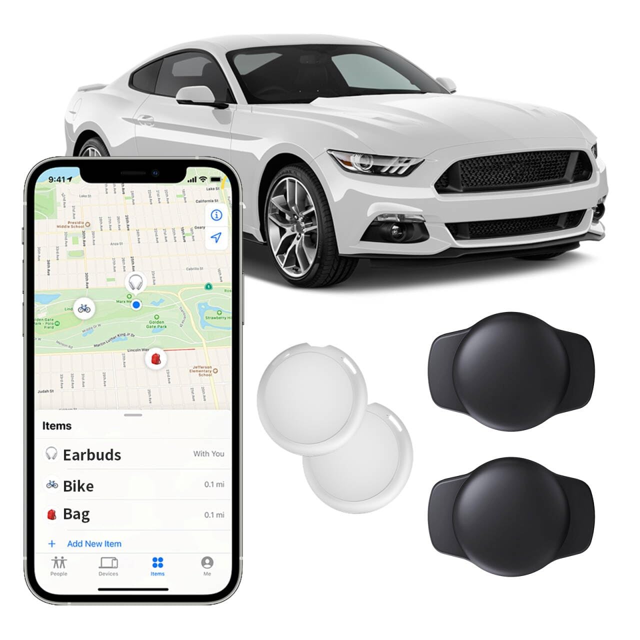 Photo 1 of 2 Pack GPS Tracker for Car Work with Find My (iOS Only) No Subscription Real Time Smart Vehicle Tracker Tags Global Mini Hidden Locator Tracking Devices with Magnetic Case No Monthly Fee for Bike Pets