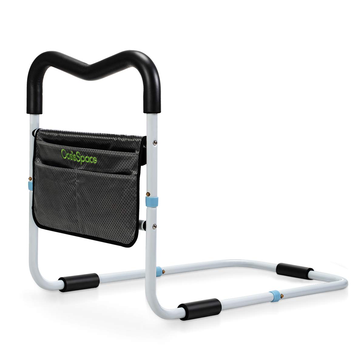 OasisSpace Bed Rail for Seniors, Medical Bed Assist Bar with Storage Pocket and Fall Prevention Safety Hand Guard Grab Bar for Elderly, Handicap- Fit King, Queen, Full, Twin