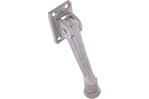 Hillman 5" Kickdown Door Stop - Satin Chrome Door Stoppers, Doorstops for Inside Door, Heavy Duty with Ribbed Rubber Foot, Mo