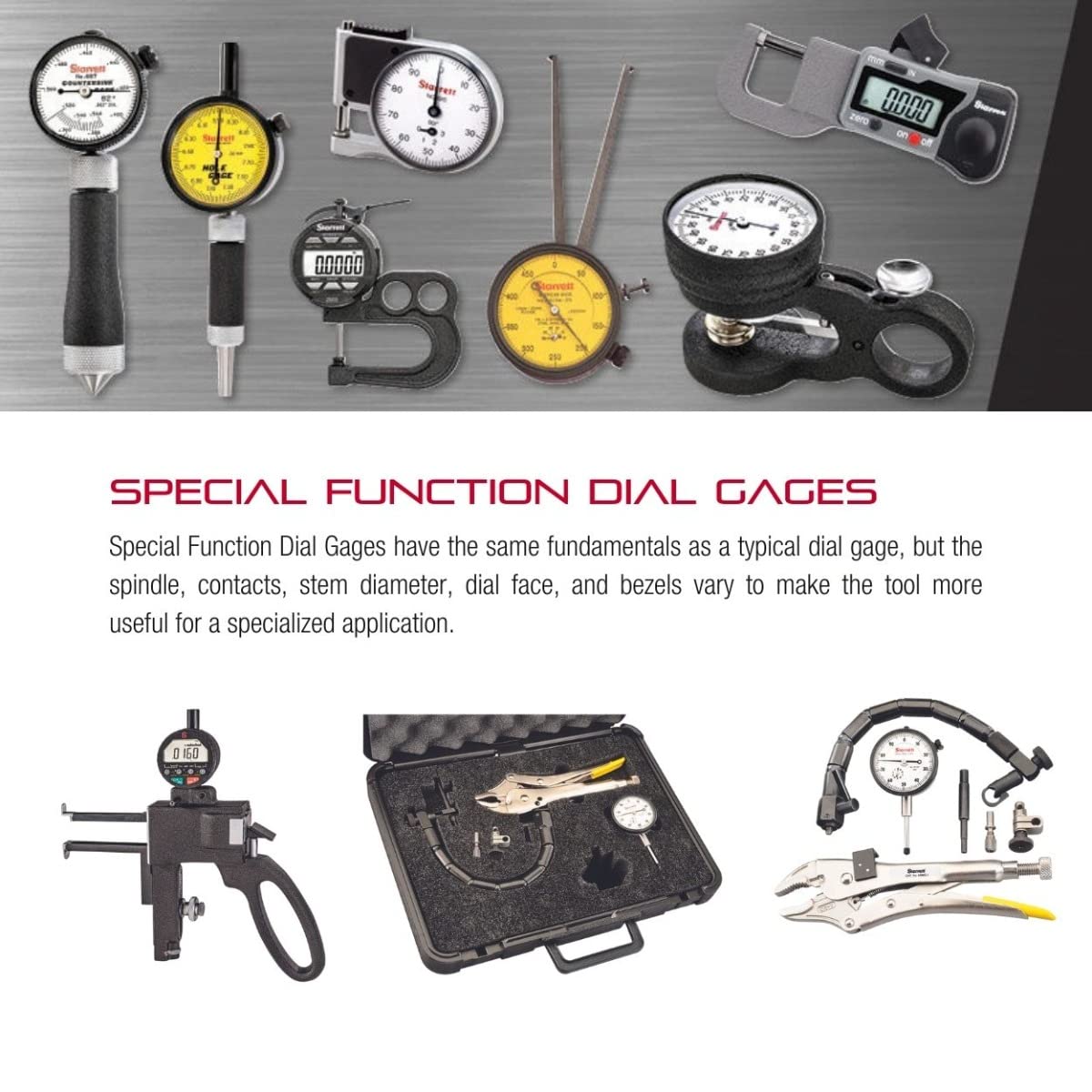 Starrett Shaft Alignment Chain Clamp Set With Case 196B5 Indicator, PT18724 Snug, Extension