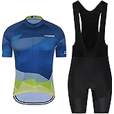 Men's Cycling Jersey Sets Road Bike Jersey Bibs + Shorts with 20D Gel Pad MTB Riding Clothing Kit