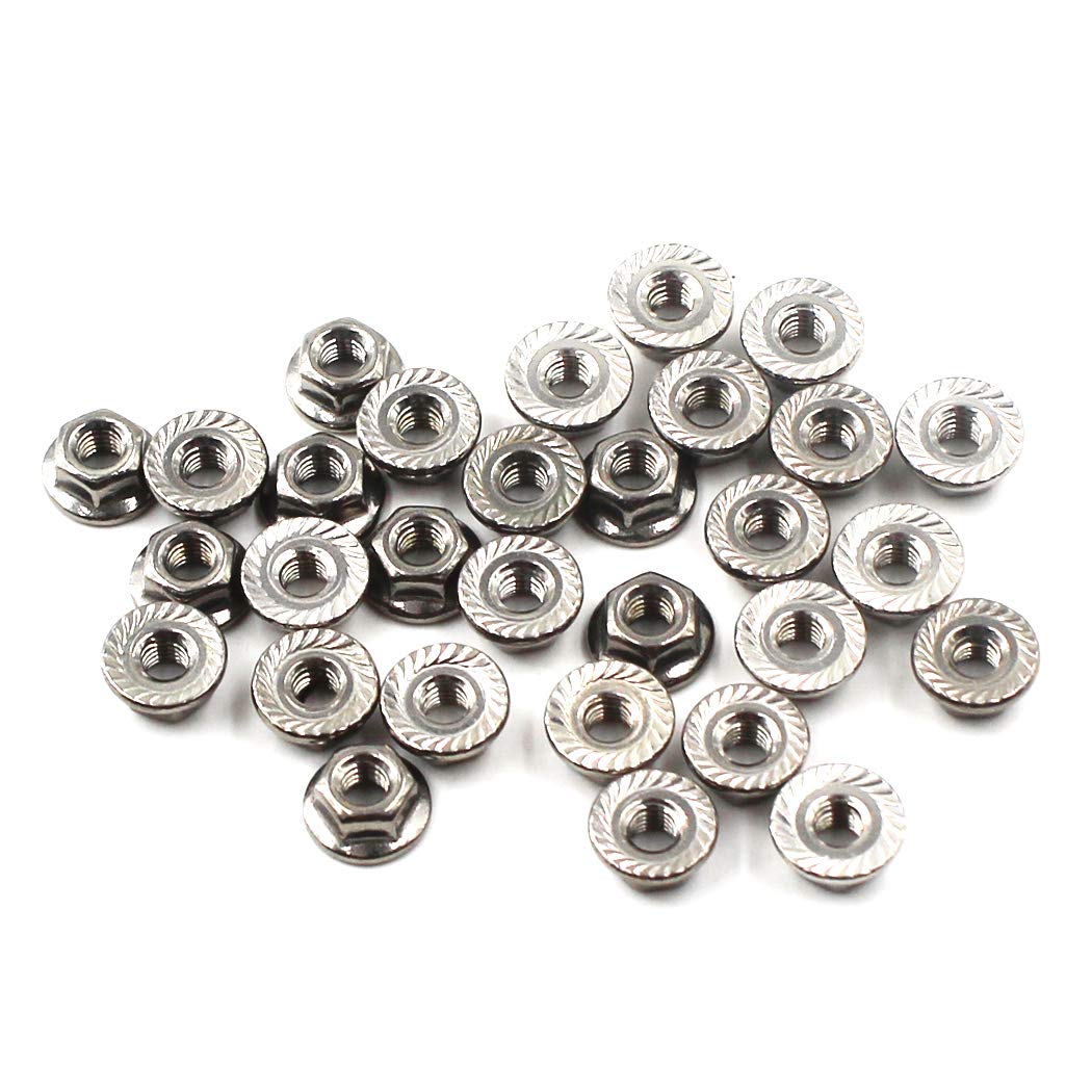304 Stainless Steel Metric M6 Flange Nuts 6mm Hex Nut-30 Pack