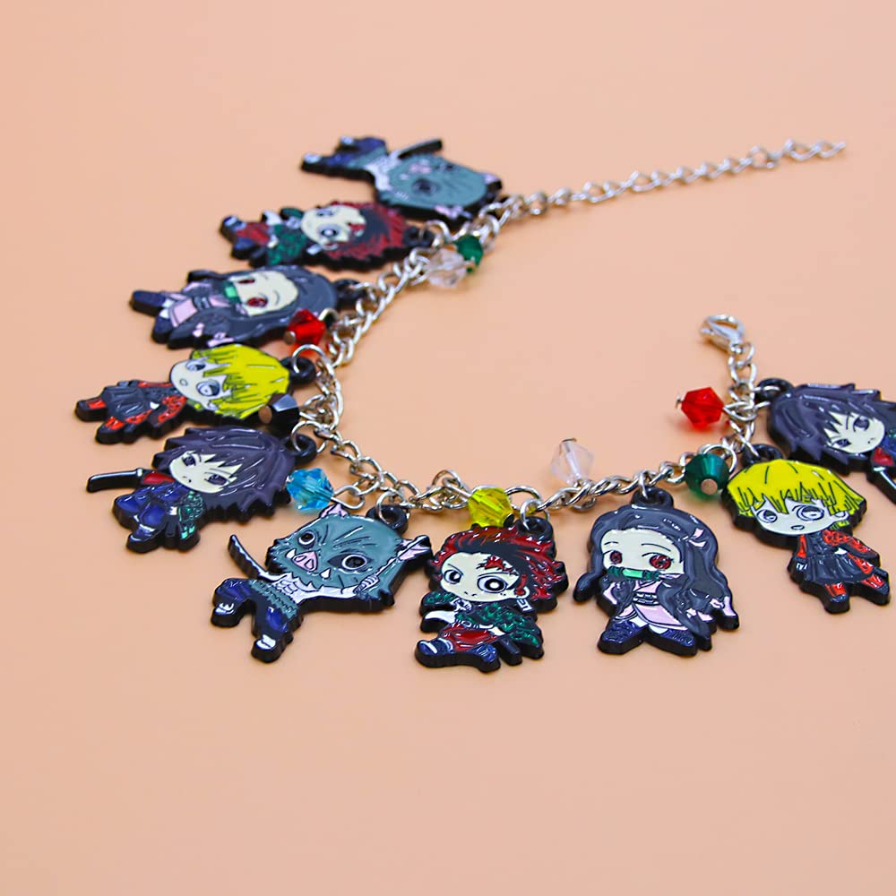 SONGCHANGJEWELRY Anime Figure Tanjiro Charm Bracelet - Tanjiro Nezuko Zenitsu Inosuke Figure Bracelet - Gifts