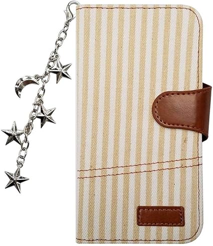 Amazon Sslink Iphone12 Mini アイフォン12ミニ 手帳型 スマホ ケース ヒッコリー ベージュ 生地 ファブリック ダイアリータイプ カード収納 スタンド機能 星 スタッズ ストラップ チャーム デコ カバー ストラップホール ストラップ穴 シンプル おしゃれ かわいい
