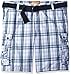 Lee Men's Big and Tall New Belted Wyoming Cargo Short, Blue Conner Plaid, 44W