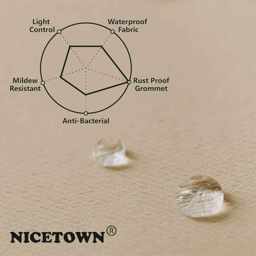 NICETOWN Outdoor Curtain Grommet Top and Bottom, Thermal Insulated Keeps The Rain Out Versatile Vertical Drape, Blackout Heavy Weight Wind Break Outdoor Drapery (52 by 108 inches,1 Piece, Tan-Khaki)