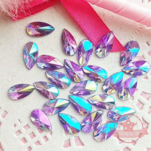 30 pcs 8x13mm Teardrop Light Purple AB Acrylic Special Effect Rhinestones *ship with FREE GIFT from GreatDeal68*