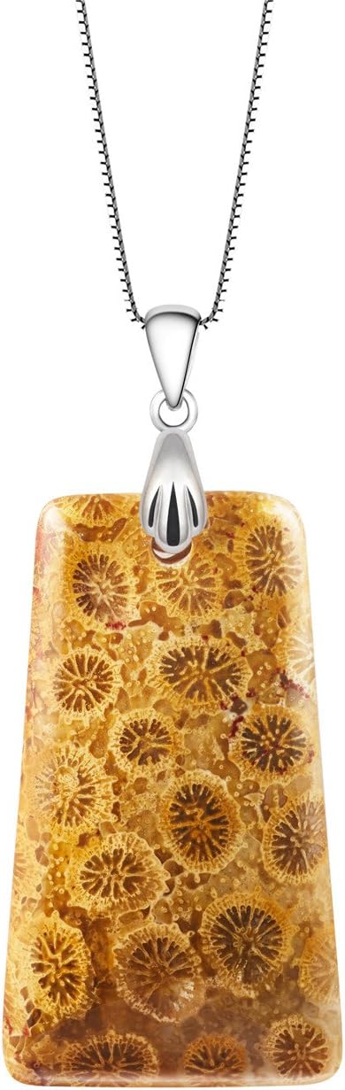 WEGEEY 925 Sterling Silver Pendants Gemstone Natural Coral Plated Fashion Necklace Fine Jewelry