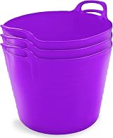 Neat 42L Flexi Tubs 3 Pack Purple Large Buckets with Handles UK Made LDPE