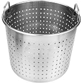 DOITOOL Stainless Steel Crawfish Boiler Insert Seafood Boil Pot Strainer Basket Leaky Stock Pot with Side Handles for Draining Oil and Liquid 11.02 X 11.02 X 10.03 in 1 pack