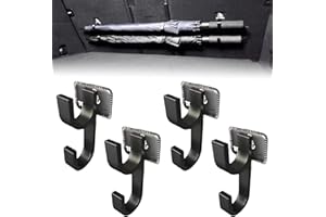 EARFORU Car Umbrella Hook, Egad Blue Umbrella Holder, Car Seat Hooks for Top Tether, Multifunctional Back of Seat Organizer, Universal Double Hooks for SUV, Trunk, No Noise, Easy to Install (Black, 4PCS)