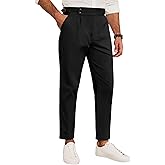 Runcati Mens Chinos Cotton Pants Slim Fit Pleated Front Dress Pants Casual Stretchy Tapered Trousers