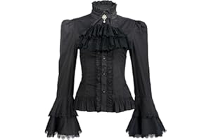 YIRANYIJIU Victorian Blouse Womens Gothic Lolita Shirt Vintage Long Sleeve Lotus Ruffle Tops