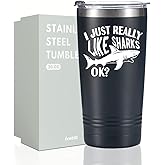 Onebttl Shark Gifts Tumbler for Men, Women, Shark Lovers, 20oz Stainless Steel Travel Coffee Mug with Lid for Birthday, Christmas