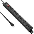 CCCEI 12 Gauge Heavy Duty Power Strip Surge Protector 4800J, 20 Amp 6 Plug Industrial Shop Garage Metal Multiple Outlets, 10 FT Extension Cord 5-15P Adapter High Amp 6-20R T-Slot 20a