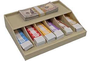 CONTROLTEK Single Level Coin wrap or Bill Strap Rack, Pebble Beige