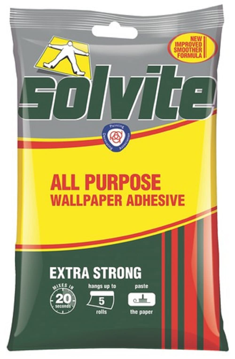 Solvite All Purpose Wallpaper Adhesive,Wallpaper Paste, Mixes in 20 Seconds, Hangs up to 5 Rolls, 1x92 g Sachet