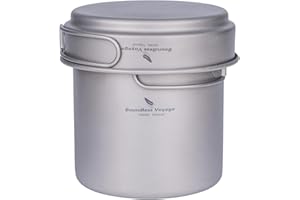 Boundless Voyage Titanium Pot Pan Set with Folding Handle Lightweight Outdoor Camping Soup Pot Bowl Frying Pan Mess Kit Hikin