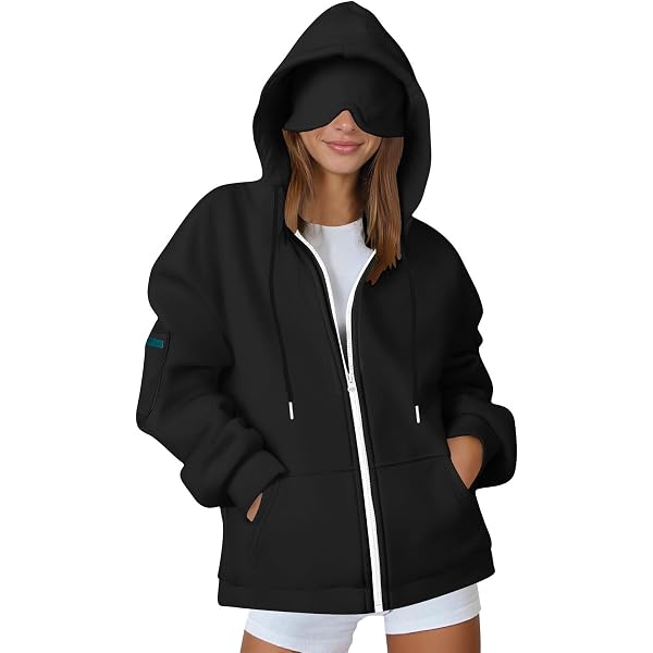 Sweat à Capuche Avec Masque Pour Les Yeux Intégré – Polaire Douce – Pour Voyage Avion Ou Maison – Poches Cachées – Taille S à 3XL