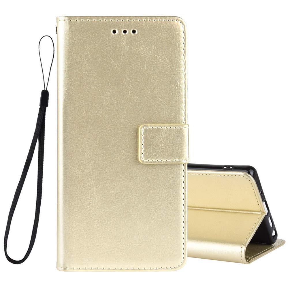 BRAND SET Phone Case for DOOGEE N30 Protection Case Wallet Leather Flip Cover Case with Secure Copper Buckle Closing Lock and Bracket Function, Suitable for DOOGEE N30(Gold)