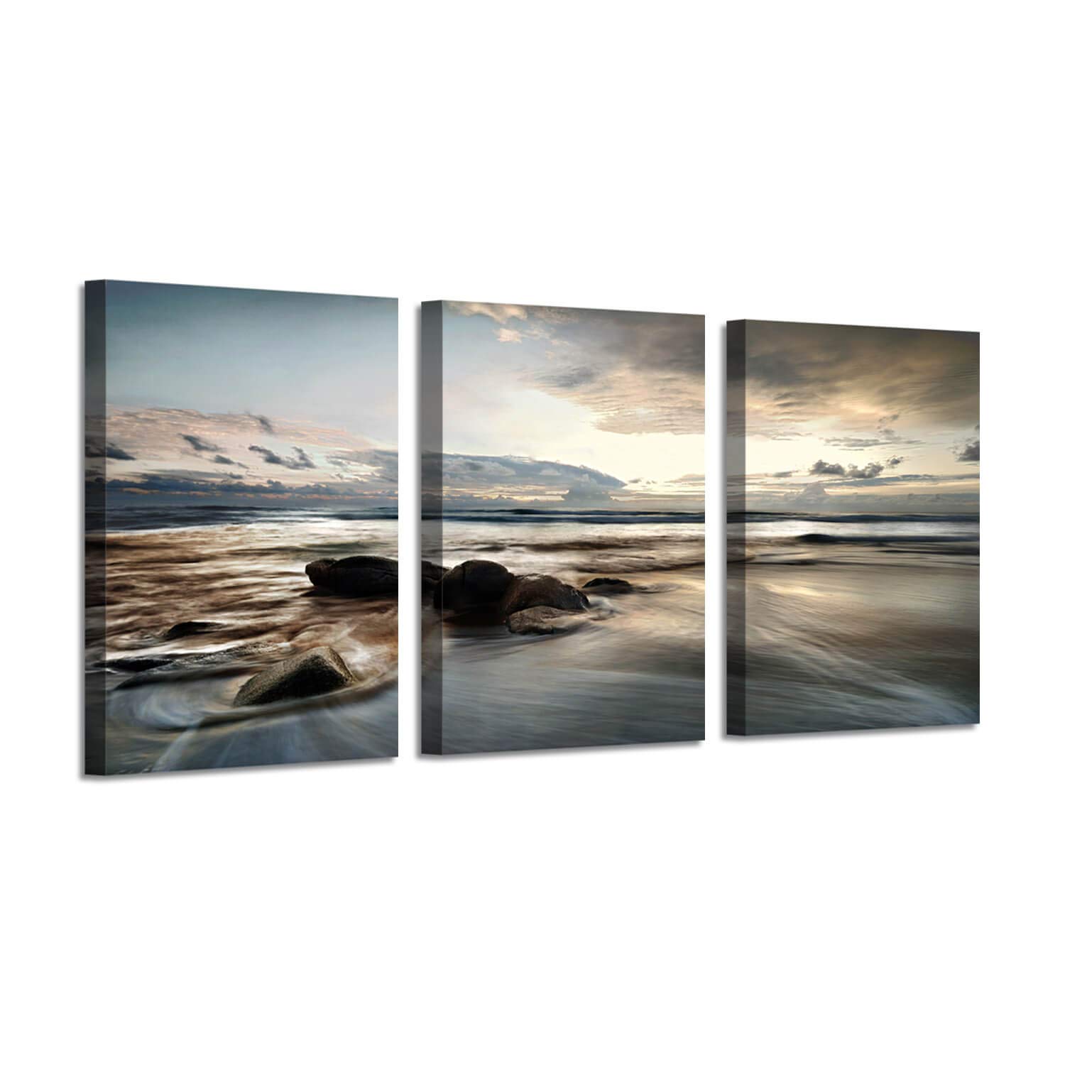 Photo 1 of ARTISTIC PATH Seascape Canvas Art Wall Pictures: Beach Photographic Print on Canvas for Bedroom (11" W x 16" H x3PCS)