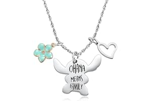 Ralukiia Ohana Means Family Necklace Stitch Necklaces Jewelry Gifts for Lilo and Stitch Fans