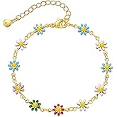 Dainty Gold Bracelets for Women, 18 Gold Plated Adjustable Evil Eye/Butterfly/Beaded/Pearl/Heart/Turquoise Handmade Bracelet for Women