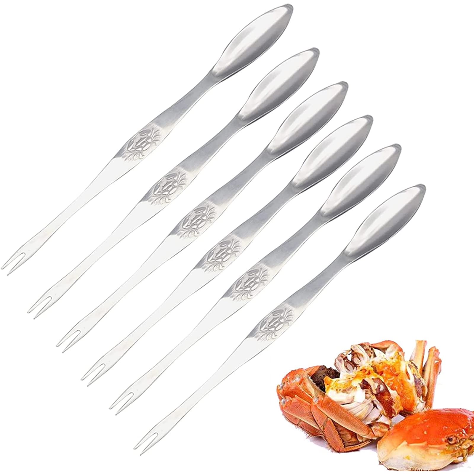 Seafood Forks Picks, Crab and Lobster Picking Tools Stainless Steel Seafood Tool for Home Restaurant Pack of 6