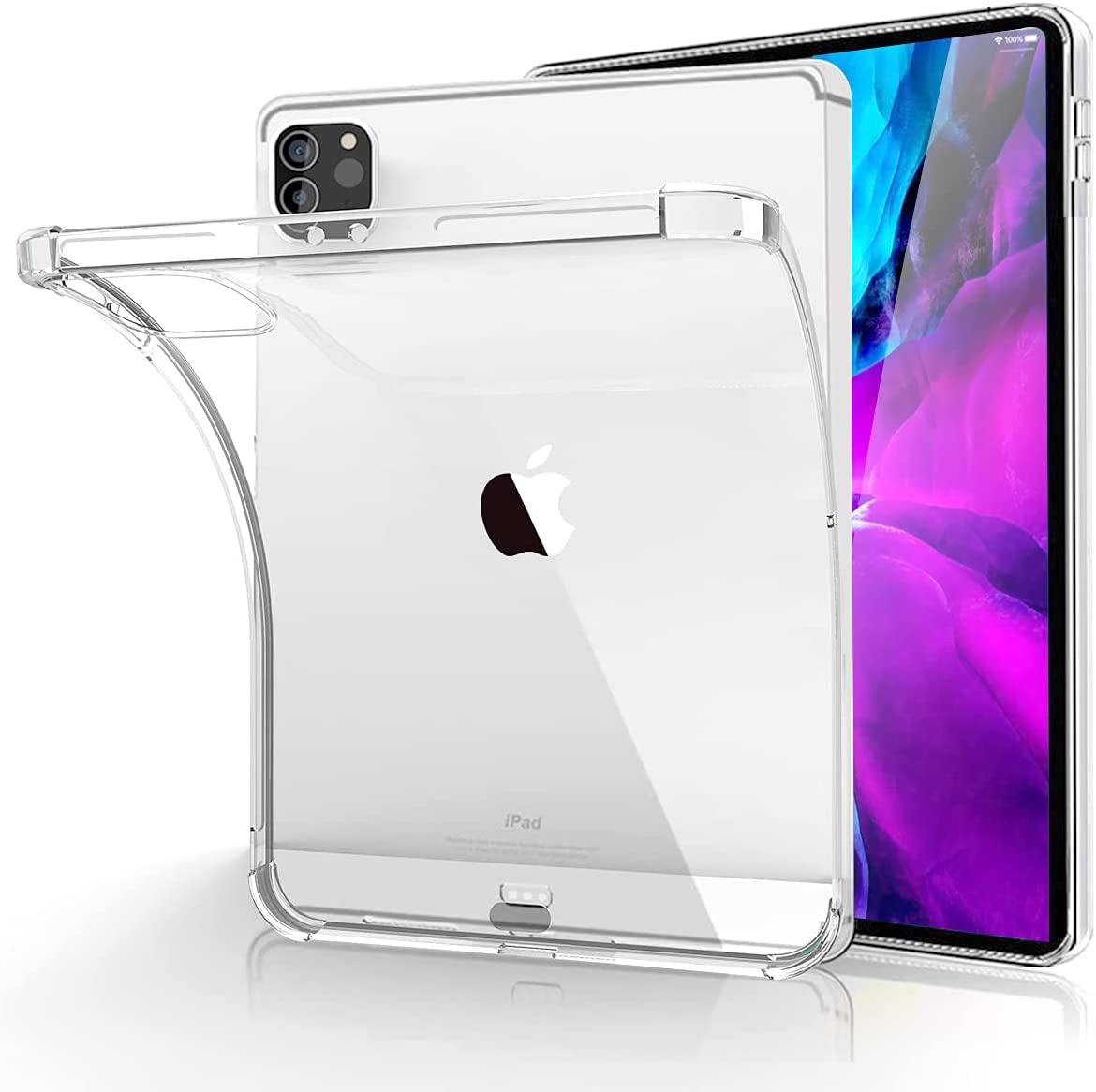 Transparent Case for iPad Pro 12.9 inch Case 2021 (5th Gen) Clear Shock Absorbing Flexible TPU Protective Cover Compatible with Pencil for iPad Pro 12.9 2021/2020