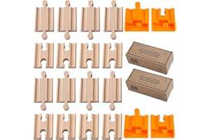 Orbrium 8 + 2 Exclusive Bonus Pcs Wooden Train Track Male-Male Female-Female Adapter Pack Compatible with Thomas Brio Chuggington Wood Track (8 Pcs) (16X Adapters + 4 Connectors to Thiomas Tracks)