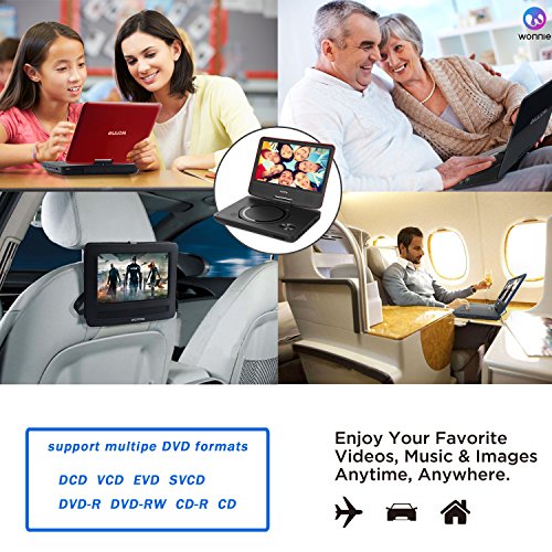 image for WONNIE 7.5 Inch Portable DVD Player for Car with 4 Hour Rechargeable B