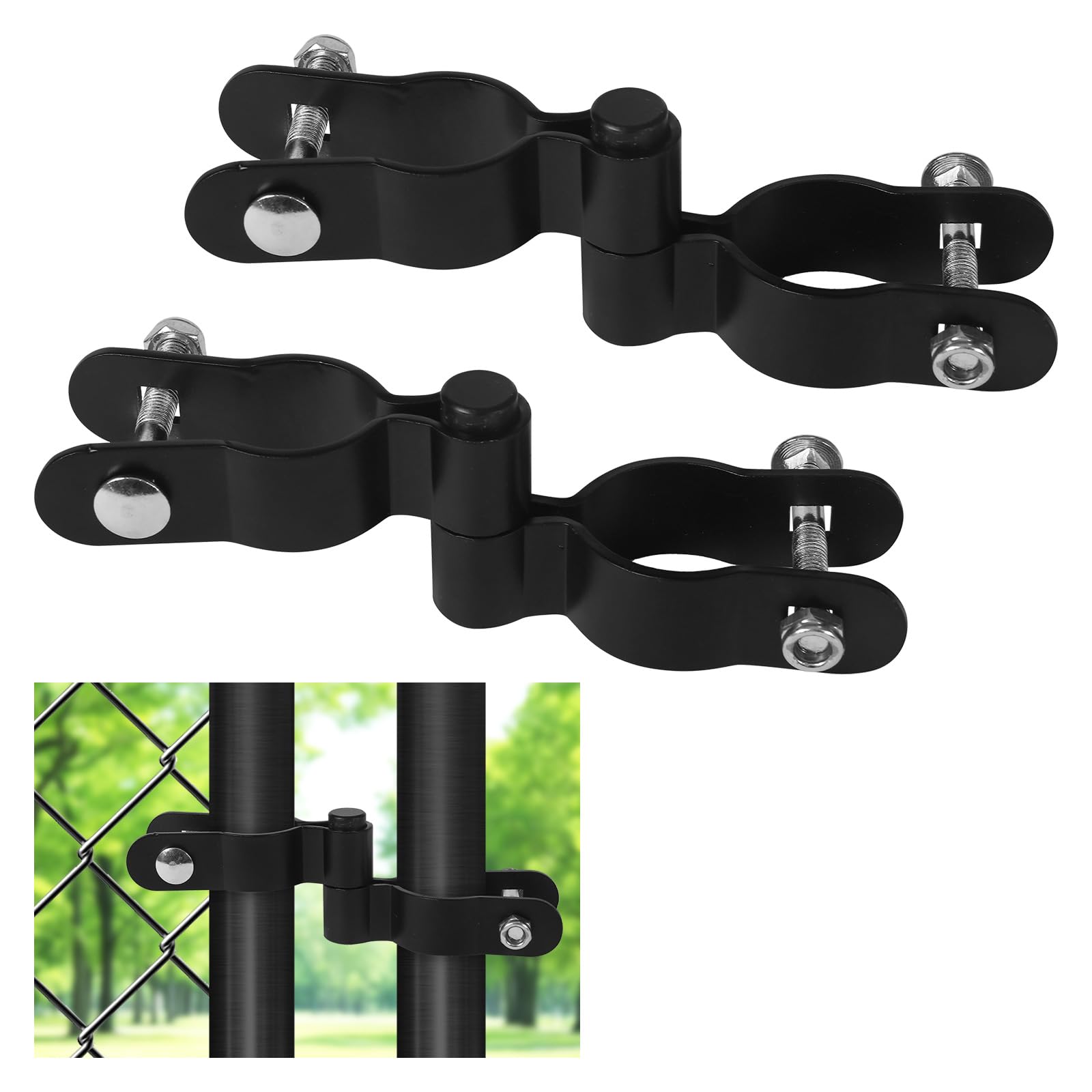 Photo 1 of 1-3/8'' Chain Link Fence Gate Post Hinge, 2 Pcs Gate Hinges with 1-3/8" Female Hinge(2 pcs), Heavy Duty Fence Gate Frame Hinges