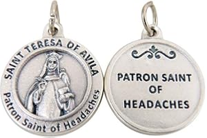 CATHOLIC SAINTS Silver Toned Base Catholic Patron Saint Medal Pendant, 3/4 Inch