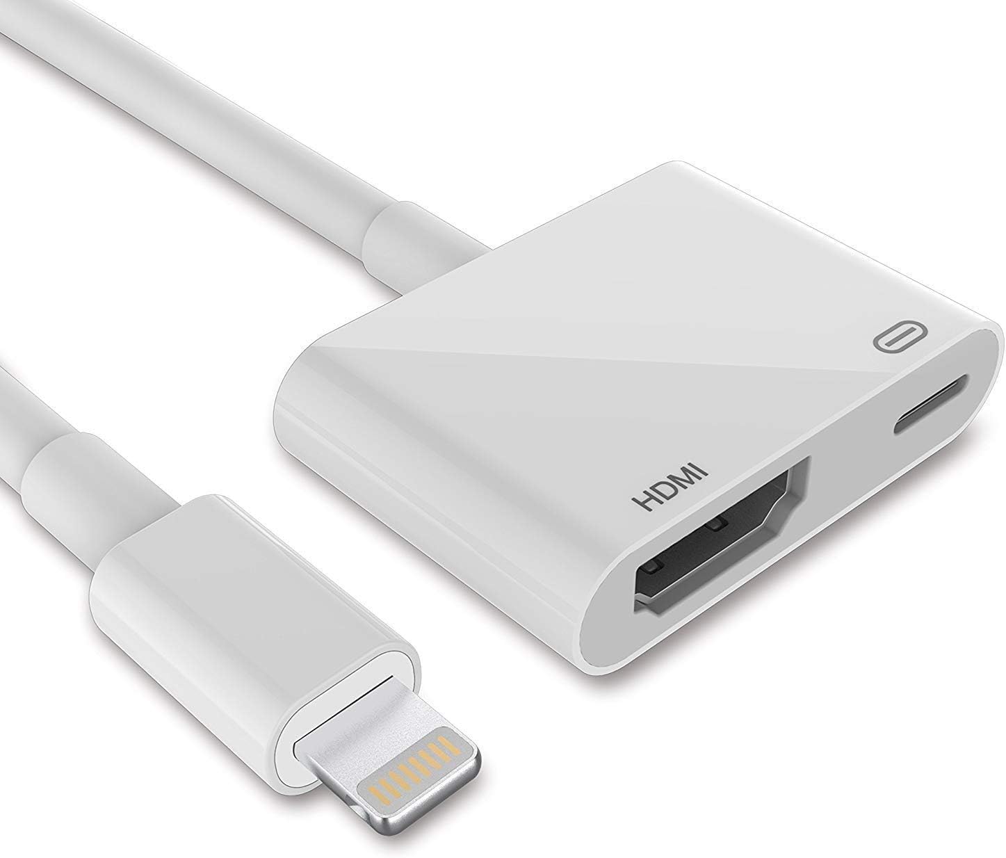 Doozie Lightning to HDMI Adapter by iPhone/iPad/iPod to HDMI Female Video Digital AV Adapter with Lightning Charging Pass-Through for HDTV, Monitor and Projector -1080P and 4K (White)