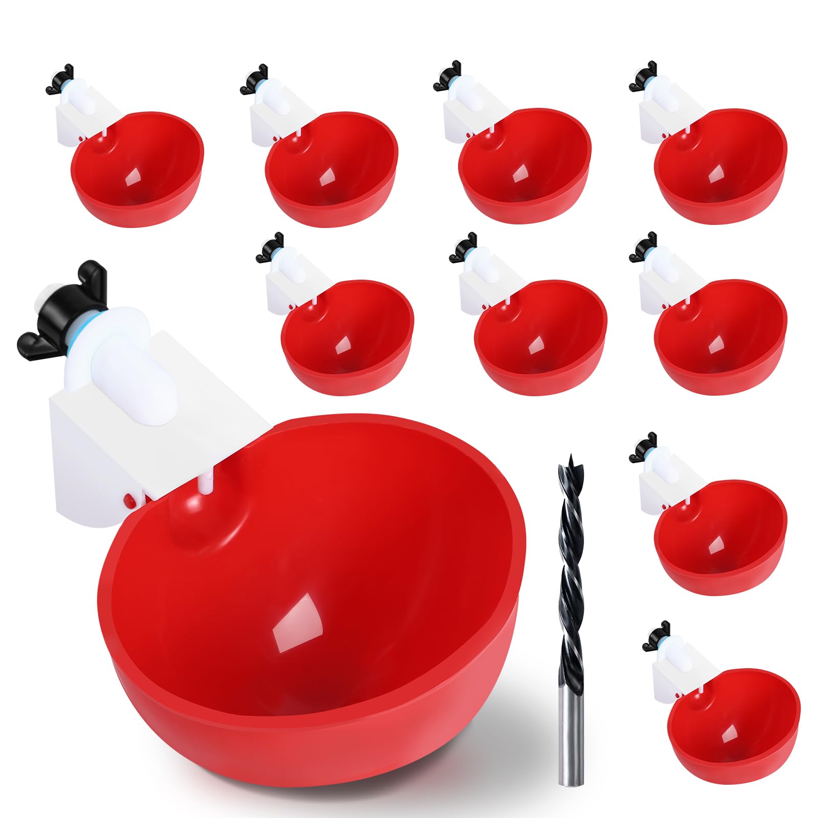 Photo 1 of 10PCS Chicken Waterer Cups, 3rd Generation DIY Large Automatic Chicken Water Feeder Cup, Tee Fittings Poultry Waterer, Suitable for Chicks, Turkeys, Ducks, Goose, Small Pets with Mounting Hole Opener