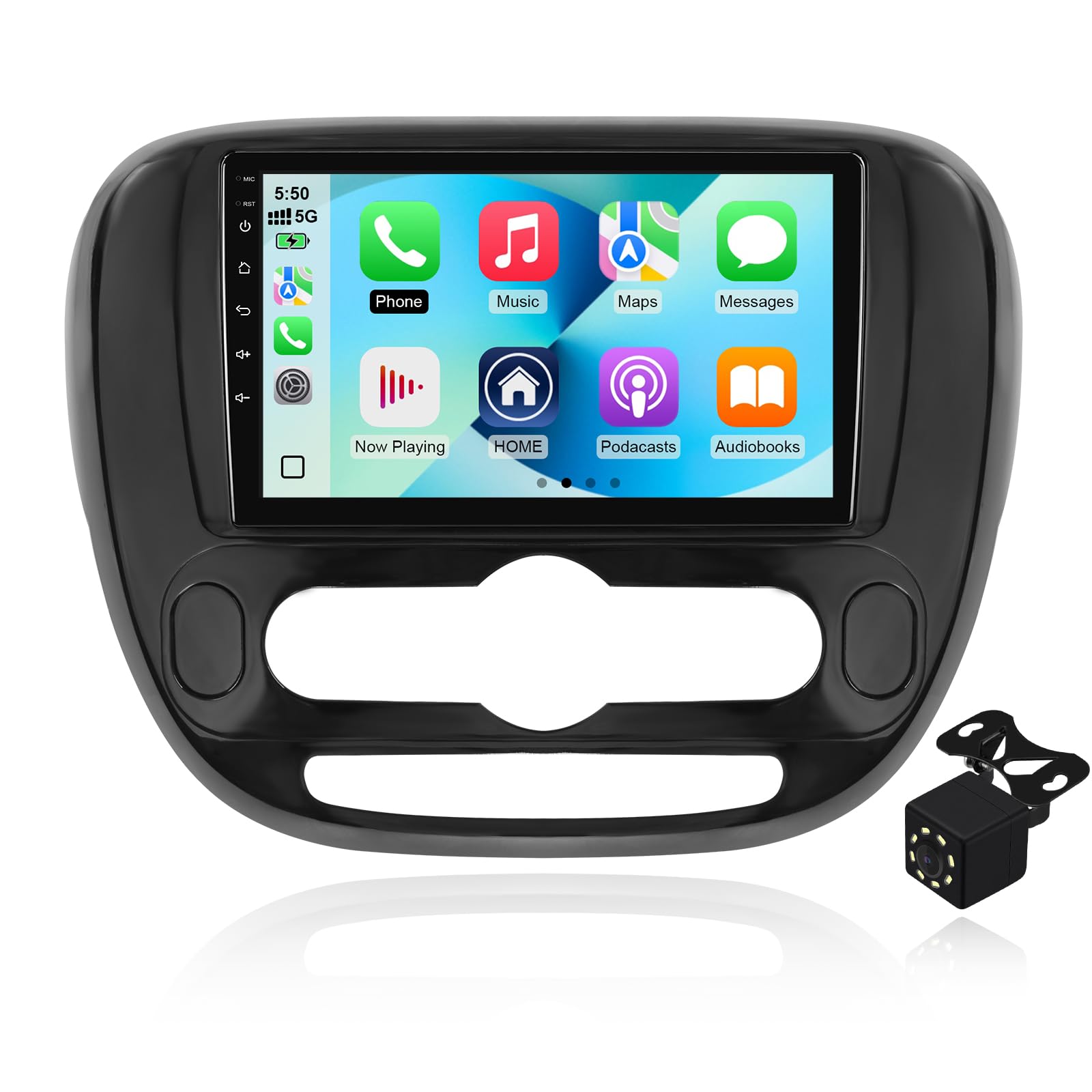 Photo 1 of 2+64G Android 14 Double Din Car Stereo for Kia Soul 2014-2019 Automatic A/C with 9 Inch Touchscreen Radio Built-in Wireless Carplay/Android Auto/GPS/Bluetooth/FM/Steering Wheel Controls/Backup Camera