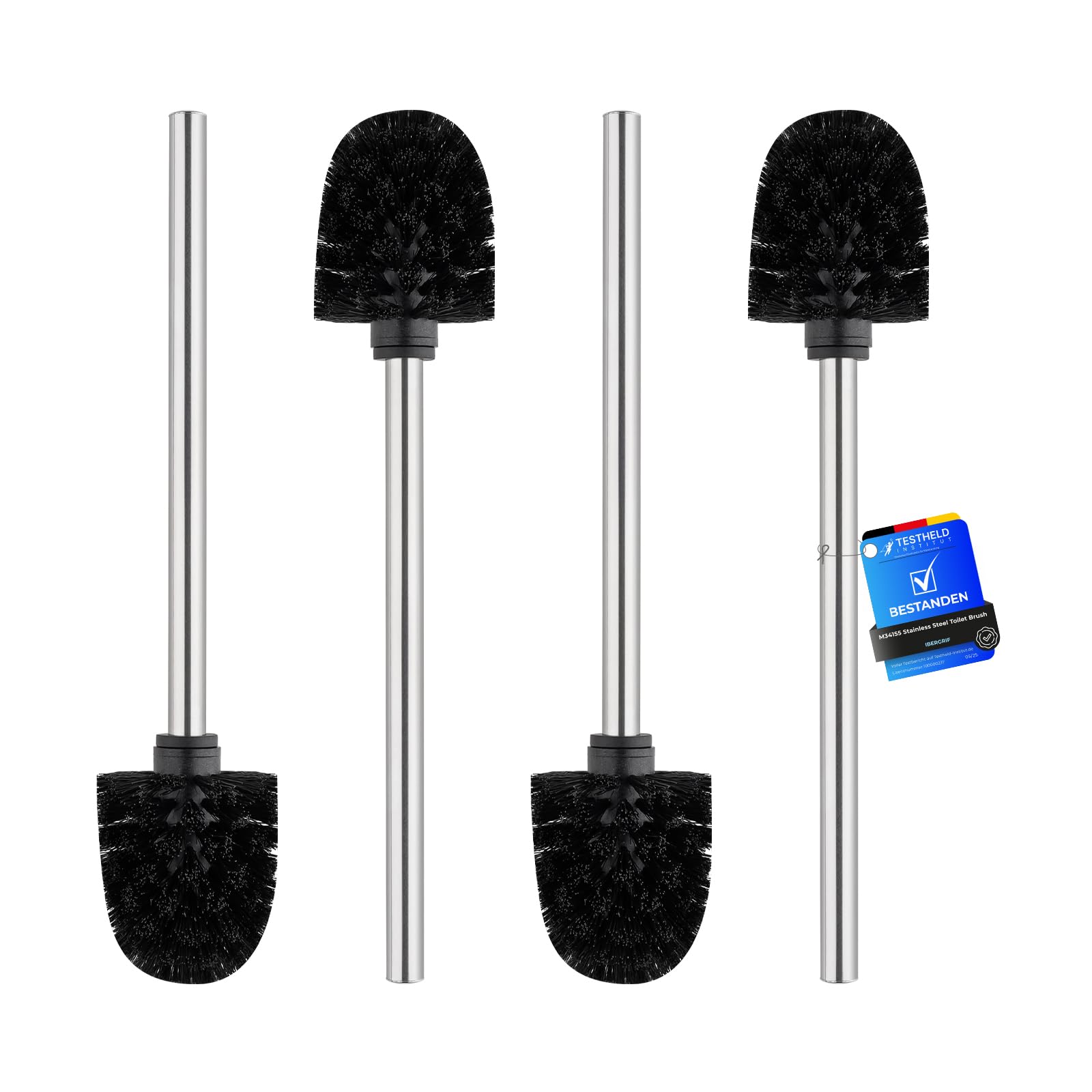 ‌Ibergrif Toilet Brush Replacement 4PCS Stainless Steel Handle, Durable Bristles for Bathroom Cleaning M34155