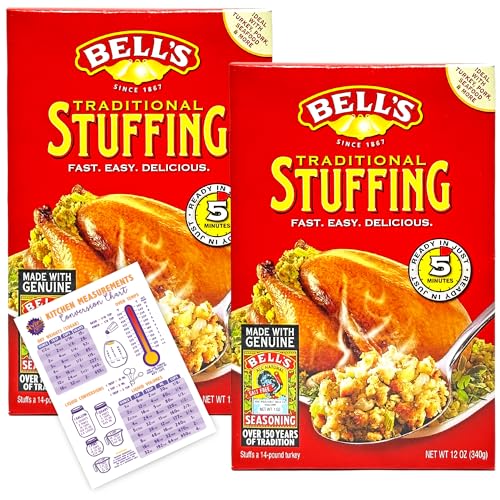 Bell Seasoning Stuffing Mix Bundle with (2) 12 oz Boxes of Bell’s Turkey Stuffing Mix and (1