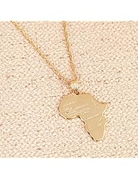 Collar con colgante de mapa africano, bañados en oro 24K, joyería para mujer