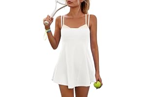 Yanekop Womens Tennis Dress with Built in Shorts and Bra Athletic Dresses Golf Outfits Spaghetti Strap Workout Dress