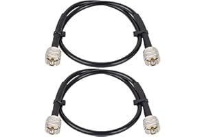 MOOKEERF RG8x Jumper Cable 2ft,2 Pack PL259 Jumper CB Coax Cable 50 Ohm,UHF PL259 Male to Male Low Loss CB Antenna Extension for HAM Radio,VHF Radio,SWR Meter,Antenna Analyzer