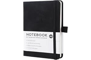 A6 Lined Hardcover Notebook, 192 Pages Journal Notebook with Elastic Band Closure and Ribbon Bookmark, Journals for Writing f