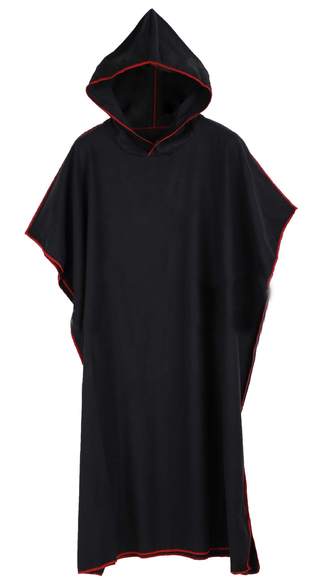 Aieoe Changing Bath Robe Men Women Surf Poncho Towel for Surfers Swimmers Watersports Adults Changing Bath Robe with Hooded - Black