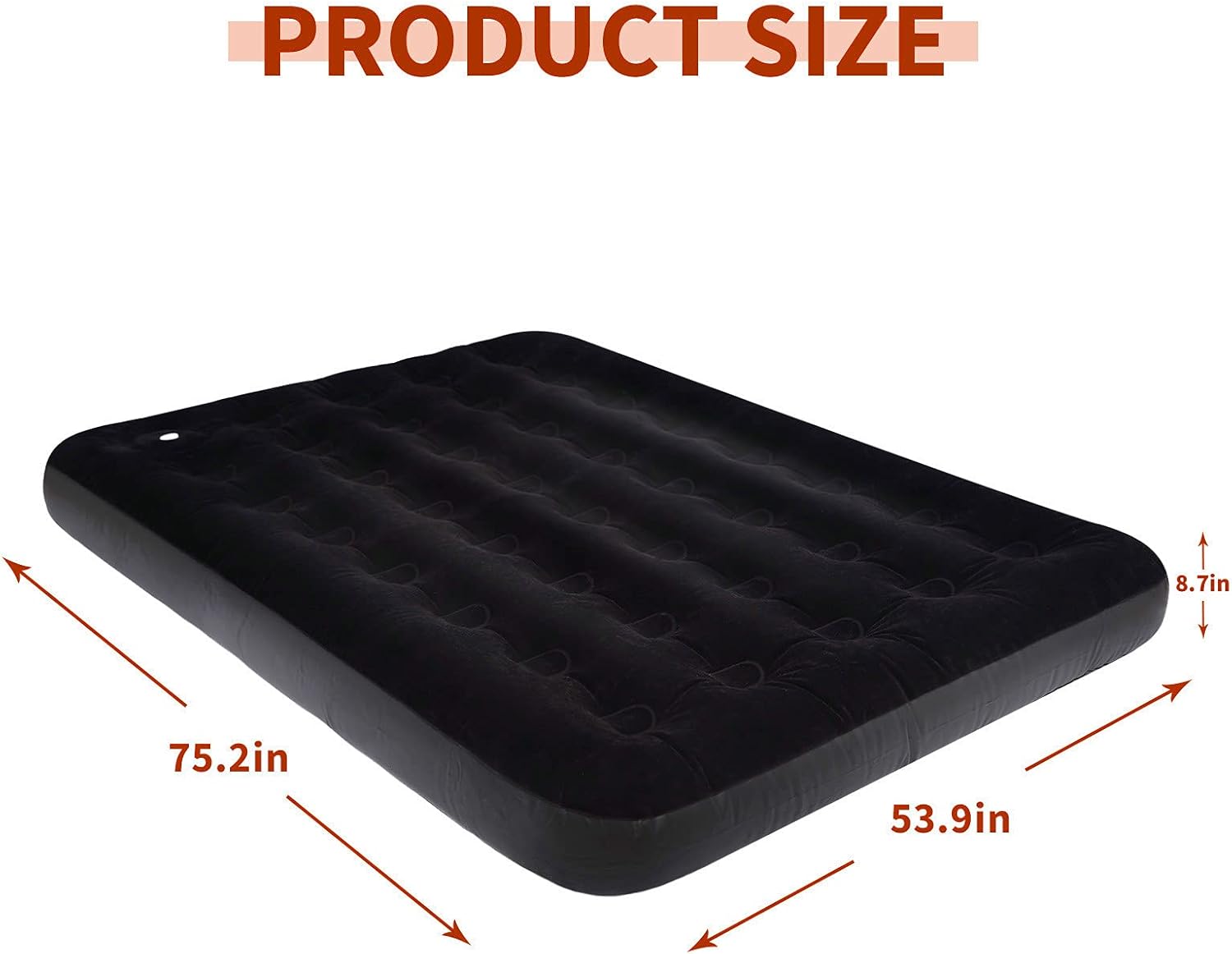 Full Size Air Mattress for Inflatable - Black Portable Blow Up Mattresses with Foot Pump - Double Foldable Air Bed for Tent Camping Backpacking Home Traveling: Kitchen & Dining