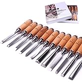 ATOPLEE 12pcs Wood Carving Chisel Set for Woodworking Carving Project | Professional Wood Gouge Tools with Box and Roll Up Bags for Carpenter Craftsman Gift in Most Carving Project