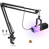 ZealSound USB Gaming Microphone,PC Microphone for Phone Tablet with RGB for Streaming Podcast Vocal Recording ASMR, Computer Mic with Noise Cancellation,Mute Button,Gain Knob,Desktop Arm Boom Stand