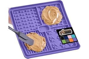 Gorilla Grip Dog and Cat Lick Mat, BPA Free, Freezer Safe Licking Pads with Strong Suction Grip, Deep Grooved Interactive Activity Toy for Grooming, Nail Trimming, Bathing Pets, Purple